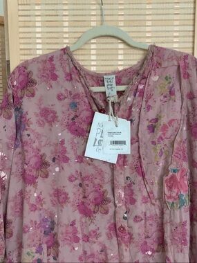 magnolia Pearl Rosewalk  Bohemian Pink Floral Duster Coat OS